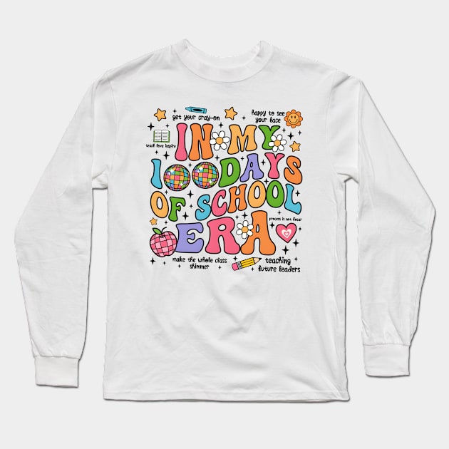 In My 100 Days of School Era, 100 Days of School, Retro 100th Day Of School Long Sleeve T-Shirt by artbyhintze